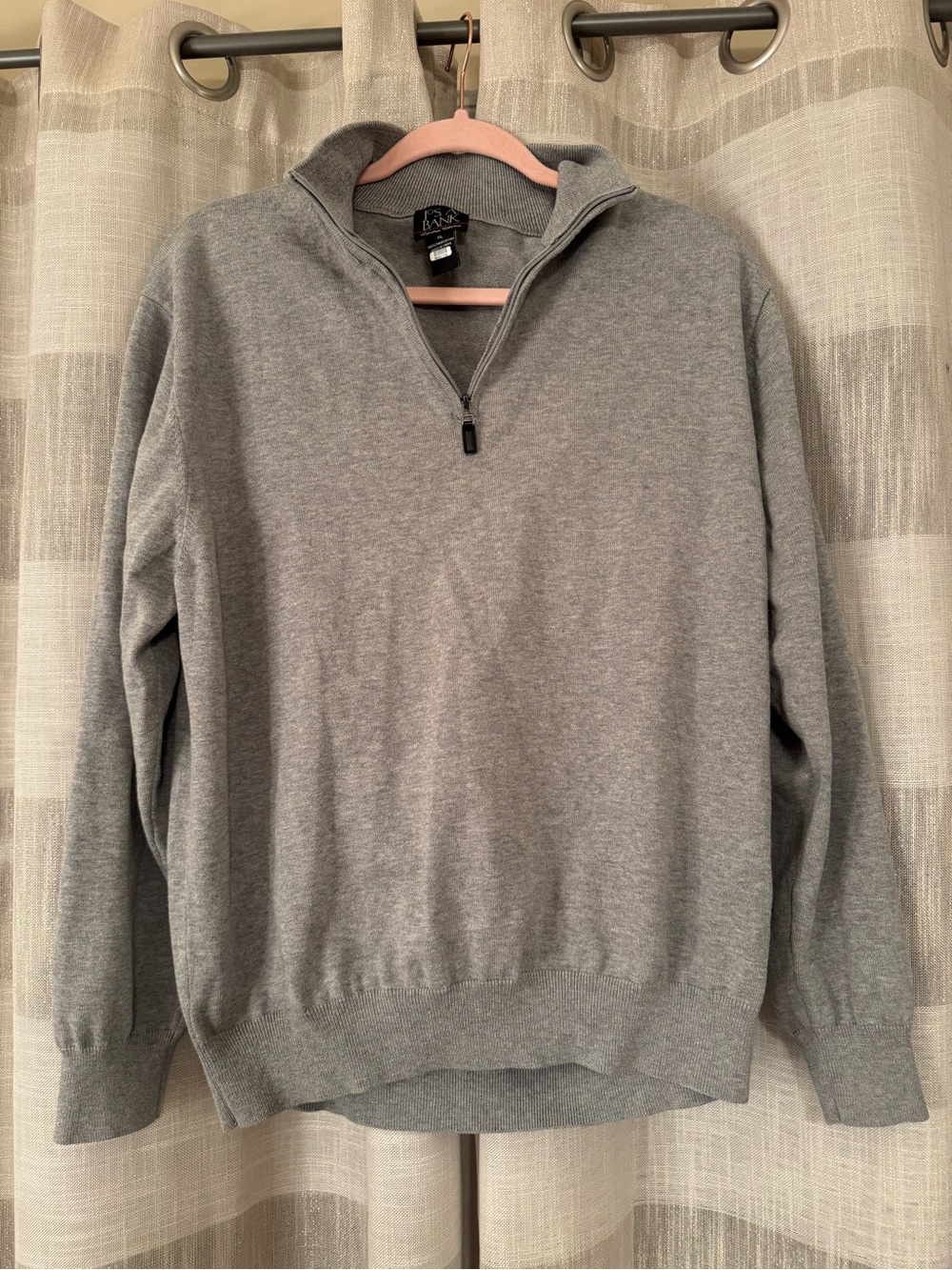 Jos. A. Bank Men's Light Gray Quarter-Zip Sweater
